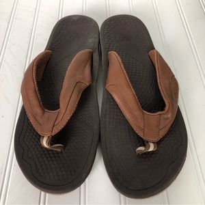 New Balance Brown Leather Flip Flop Sandals Size 13